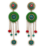 AR-341-T44 Aretes Bailarina Rojo con Verde