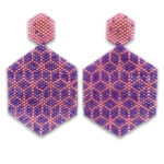 AR-449-115 Aretes Hexagonos Rosado con Morado